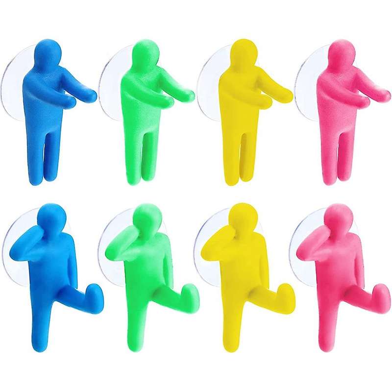 8-Piece Shower Toothbrush Holder Suction Cup Hook, Wall-Mounted Colorful Person Toothbrush Holder Mo