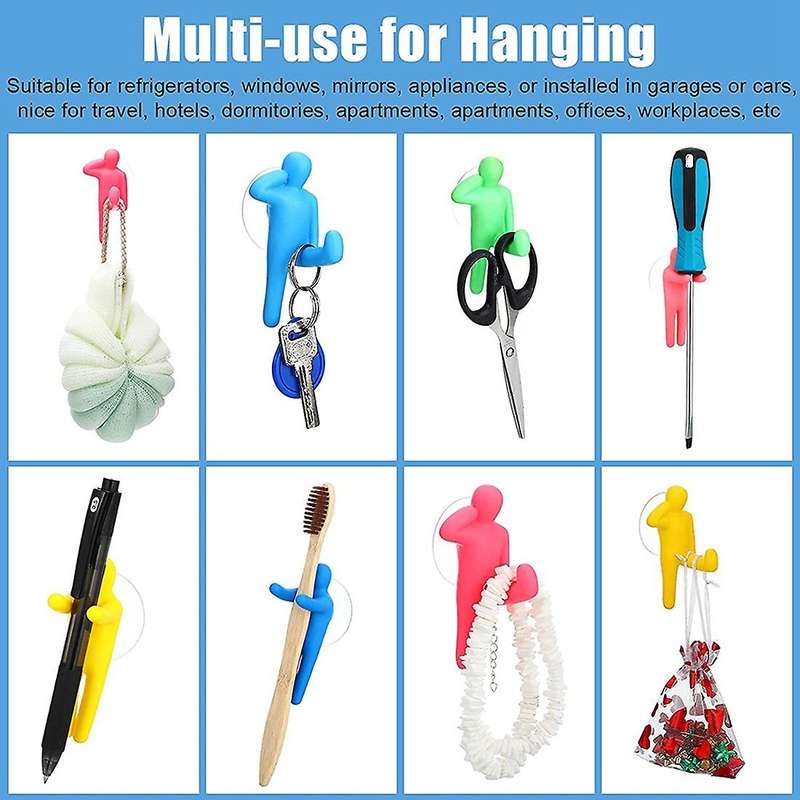 8-Piece Shower Toothbrush Holder Suction Cup Hook, Wall-Mounted Colorful Person Toothbrush Holder Mo