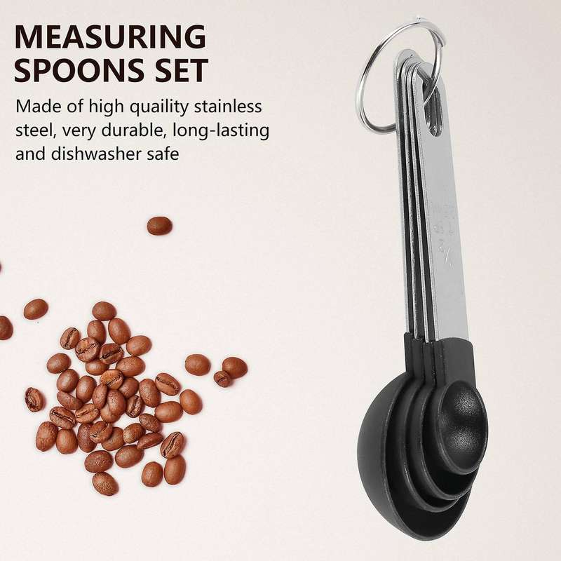 8-piece Measuring Cups and Spoons Kitchen Nesting Measurement for Liquids and Solids,black