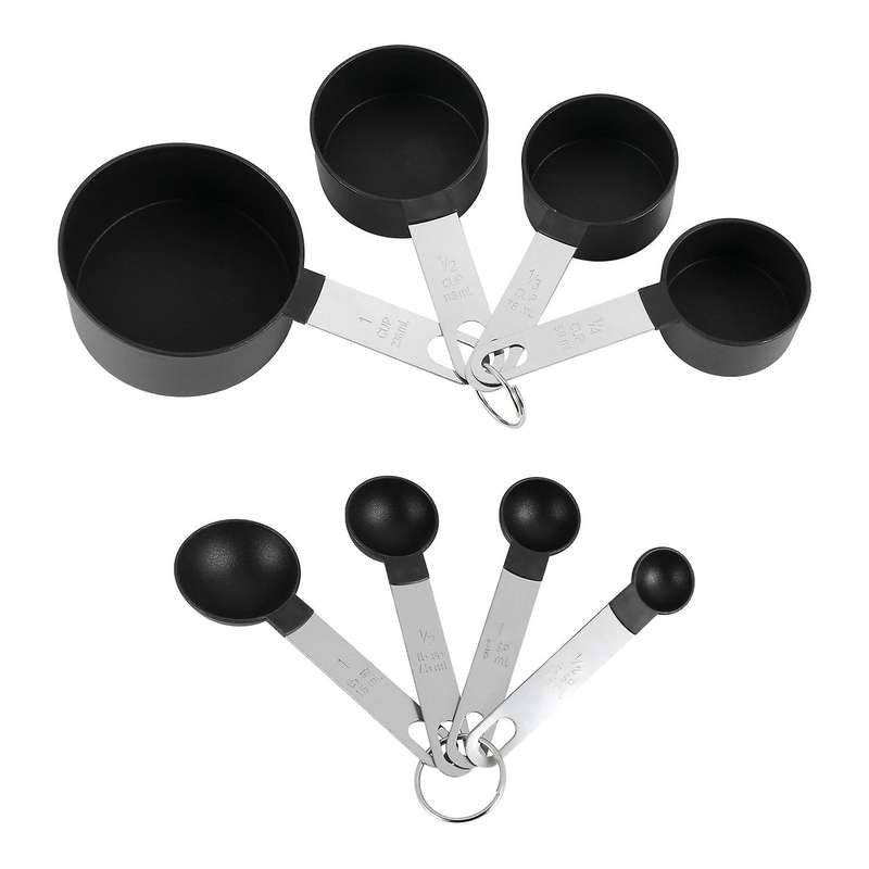 8-piece Measuring Cups and Spoons Kitchen Nesting Measurement for Liquids and Solids,black