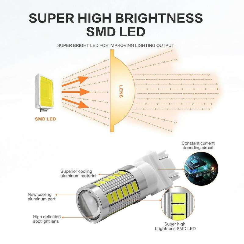8X White 3157 33SMD 5730 LED Light Bulbs Tail Brake Stop Backup Reverse