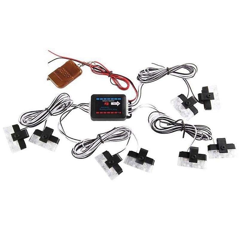 8X2LED 8 in 1 Remote Control 12V Emergency Strobe Warning Light Flashing Grilles Light for Car Truck