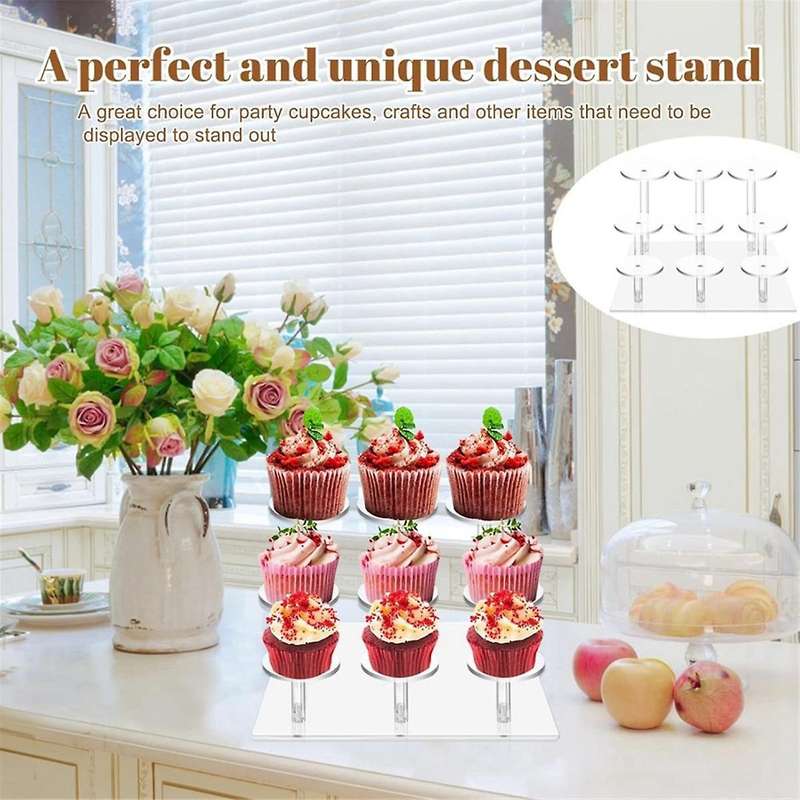 9 Columns Of Acrylic Christmas Ornaments Display Stand for Cupcakes, Jewelry, Cosmetics Display Stan