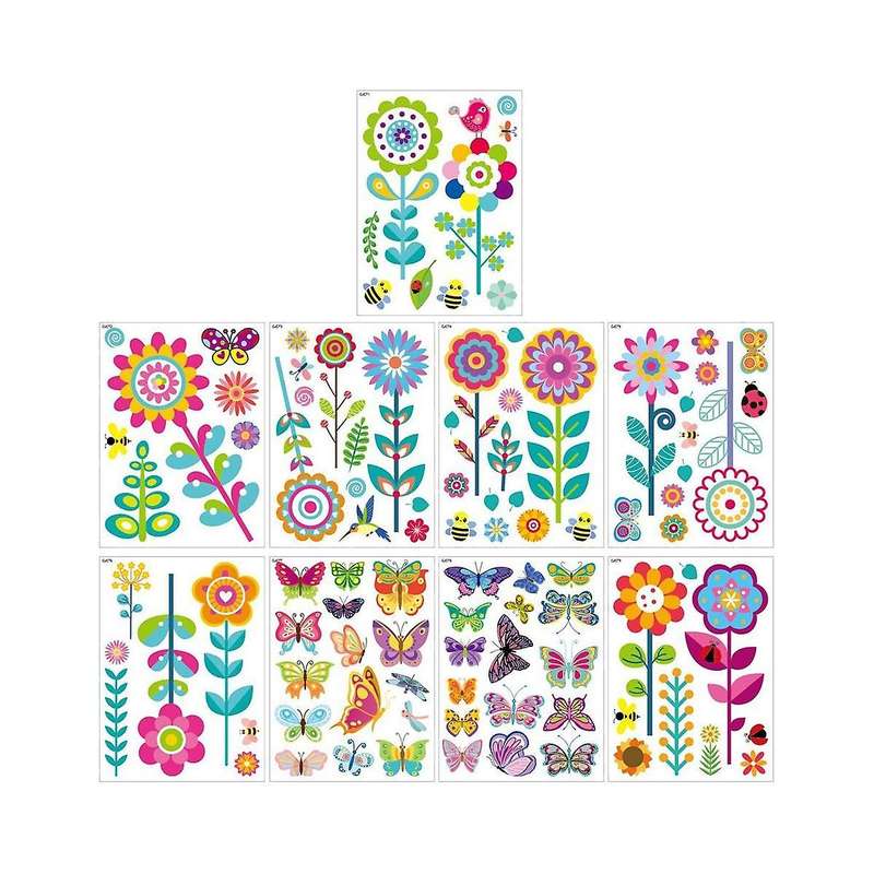 9 Flower Butterfly Window Stickers Room Children's Room Kindergarten Glass Decorative Window Sticke