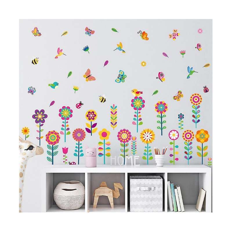 9 Flower Butterfly Window Stickers Room Children's Room Kindergarten Glass Decorative Window Sticke