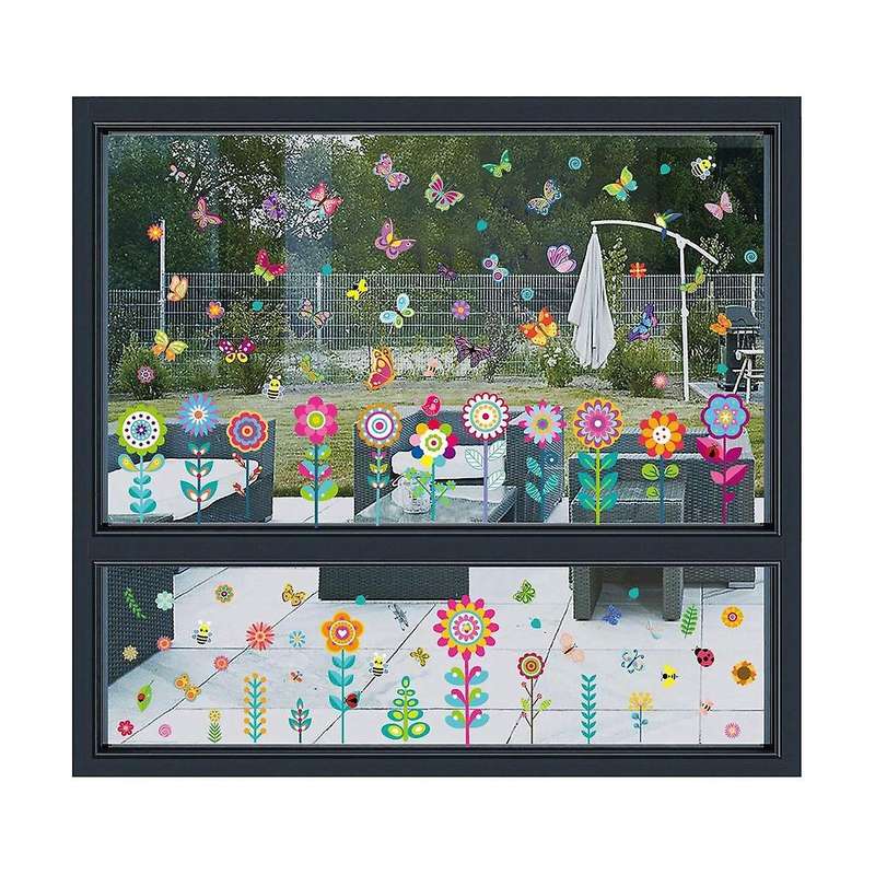 9 Flower Butterfly Window Stickers Room Children's Room Kindergarten Glass Decorative Window Sticke