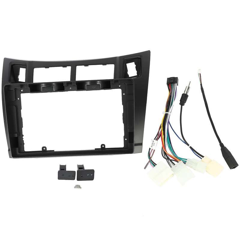 9 Inch Car Radio Fascia Trim Kit, 2 Din Dash Panel DVD Frame Install Kit with Power Cable for Yaris