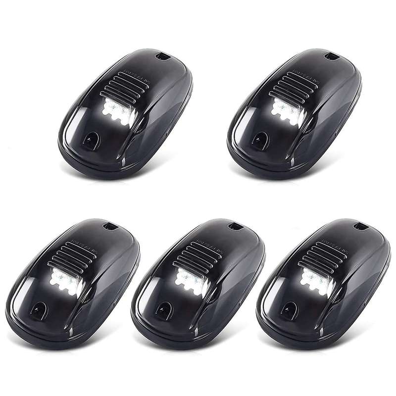 9 LED White Cab Roof Top Marker Running Clearance Light for Ram Trucks SUV POV Pickup, Black 5 PCS