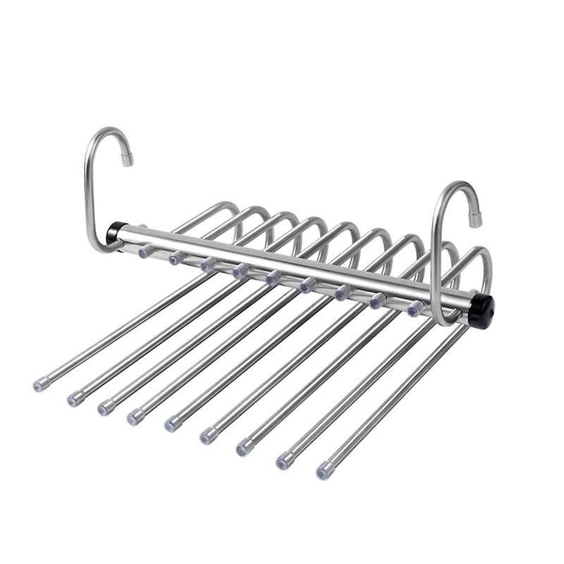 9 Layers Folding Pants Hangers Stainless Steel Space Saving Clothes Rack Organizer for Wardrobe Jean