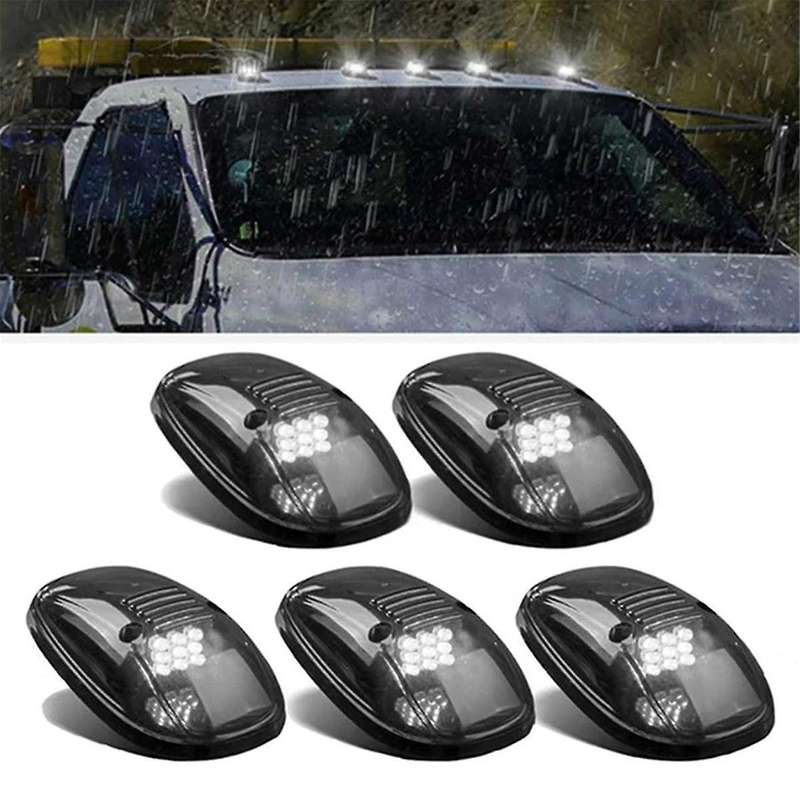 9 LED Car Cab Roof Marker Lights for Truck SUV LED DC 12V Black Smoked Lens White Lamp Car External