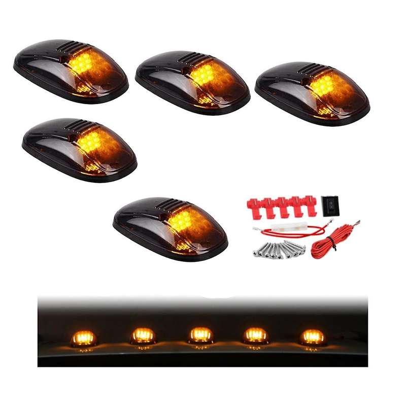 9 LED Car Cab Roof Marker Lights for Truck SUV LED DC 12V Black Smoked Lens Amber Lamp Car External