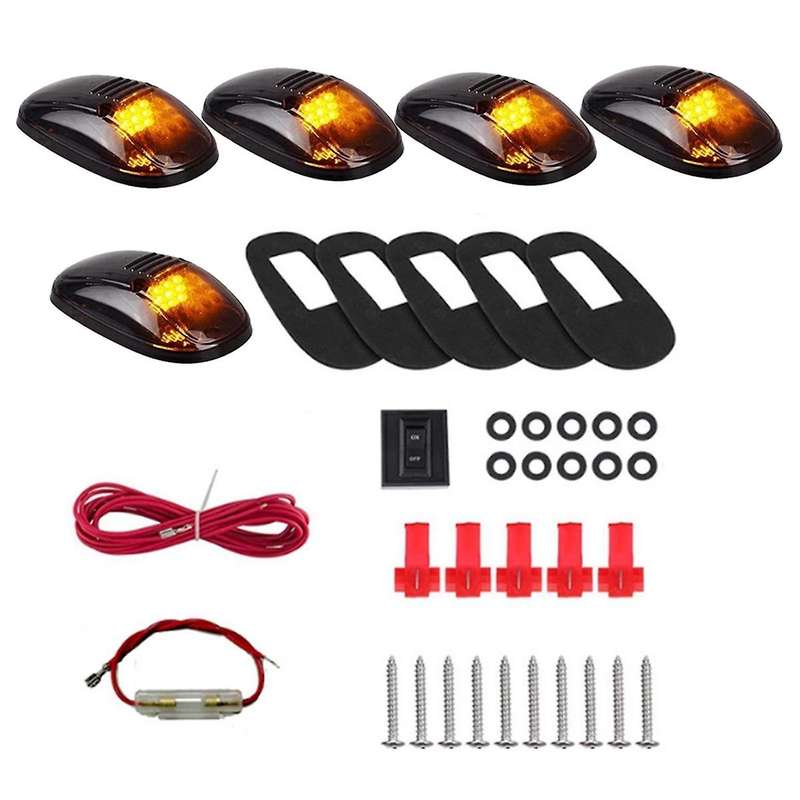 9 LED Car Cab Roof Marker Lights for Truck SUV LED DC 12V Black Smoked Lens Amber Lamp Car External