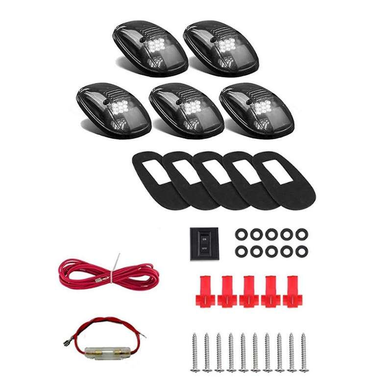 9 LED Car Cab Roof Marker Lights for Truck SUV LED DC 12V Black Smoked Lens White Lamp Car External