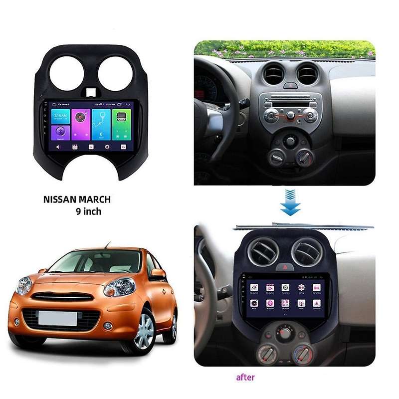 9 Inches Car Screen Frame Car Dashboard Panel Frame Radio Fascia for March2011-2015 Model Auto Repla