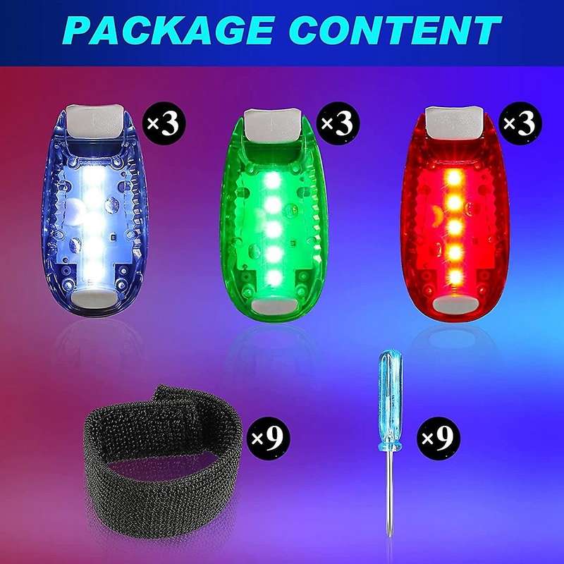 9 Pack LED Safety Light Reflective Lights Kayak Lights Jogging Lights Waterproof Bike Rear Light for