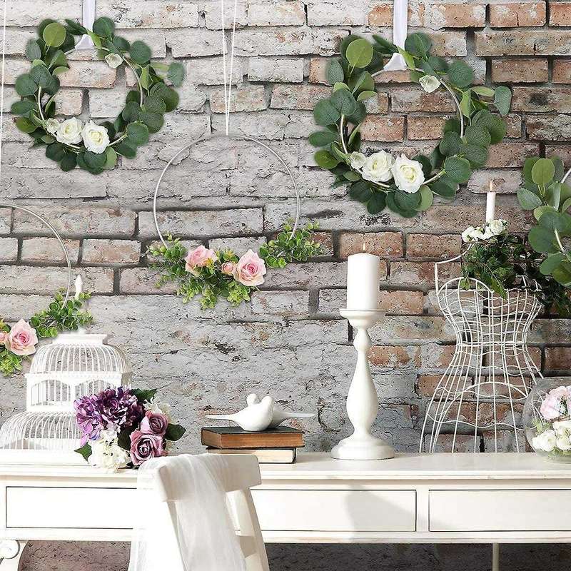 9 PCS 3 Sizes Silver Metal Floral Hoop Wreath for DIY Floral Macrame Hoop, Catcher and Macrame Wall
