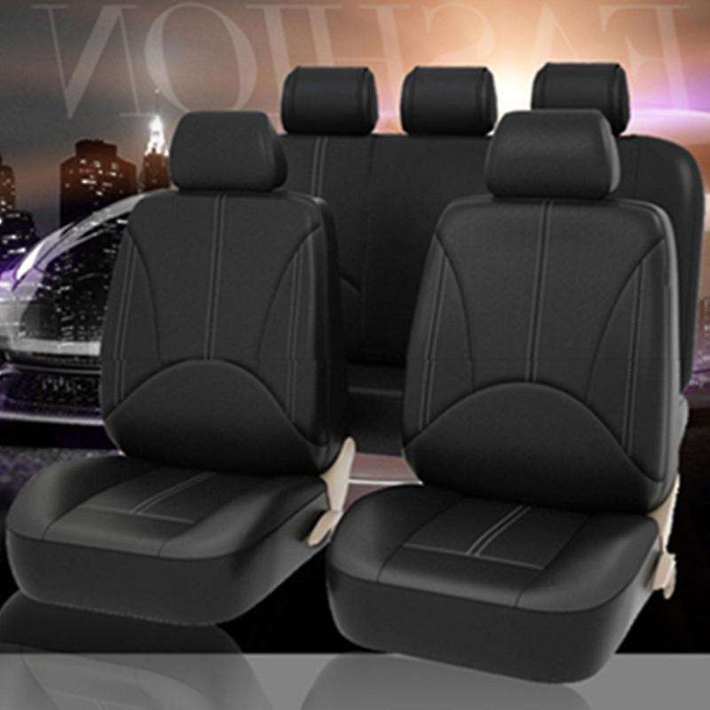 9 PCS Car Seat Covers Full Set - Premium Faux Leather Automotive Front and Back Seat Protectors for