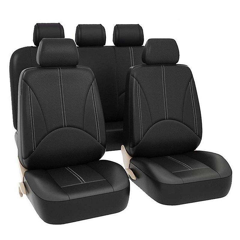 9 PCS Car Seat Covers Full Set - Premium Faux Leather Automotive Front and Back Seat Protectors for