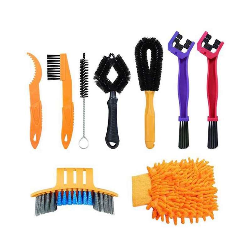 9 Piece Bike Cleaning Tool Set, Bike Chain Cleaning Brush, Gear Brush, Cleaning Tools for All Types