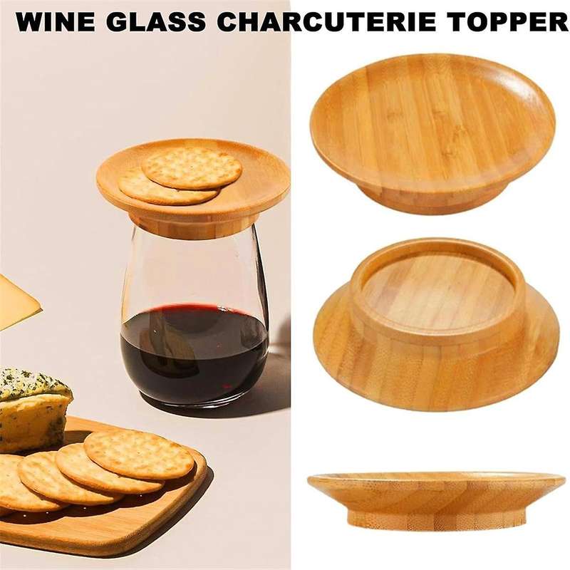 9 Pcs Wine Glass Charcuterie Topper, Charcuterie Wine Glass Topper, Bamboo Wine Glass Topper Wine Gl