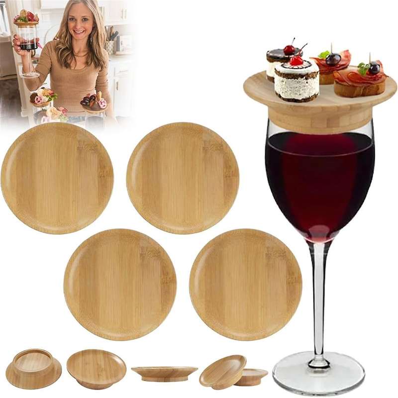 9 Pcs Wine Glass Charcuterie Topper, Charcuterie Wine Glass Topper, Bamboo Wine Glass Topper Wine Gl