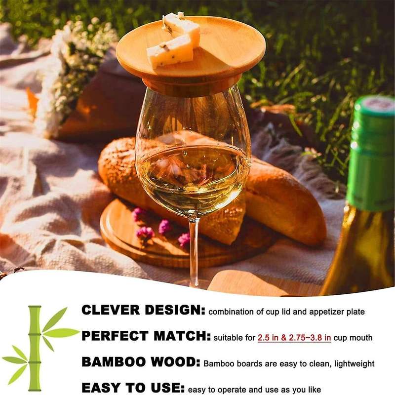 9 Pcs Wine Glass Charcuterie Topper, Charcuterie Wine Glass Topper, Bamboo Wine Glass Topper Wine Gl