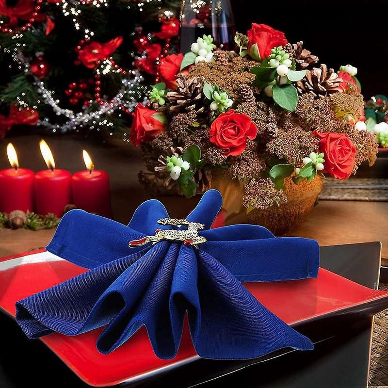 9 Pieces Christmas Napkin Rings Set Metal Christmas Napkin Holder