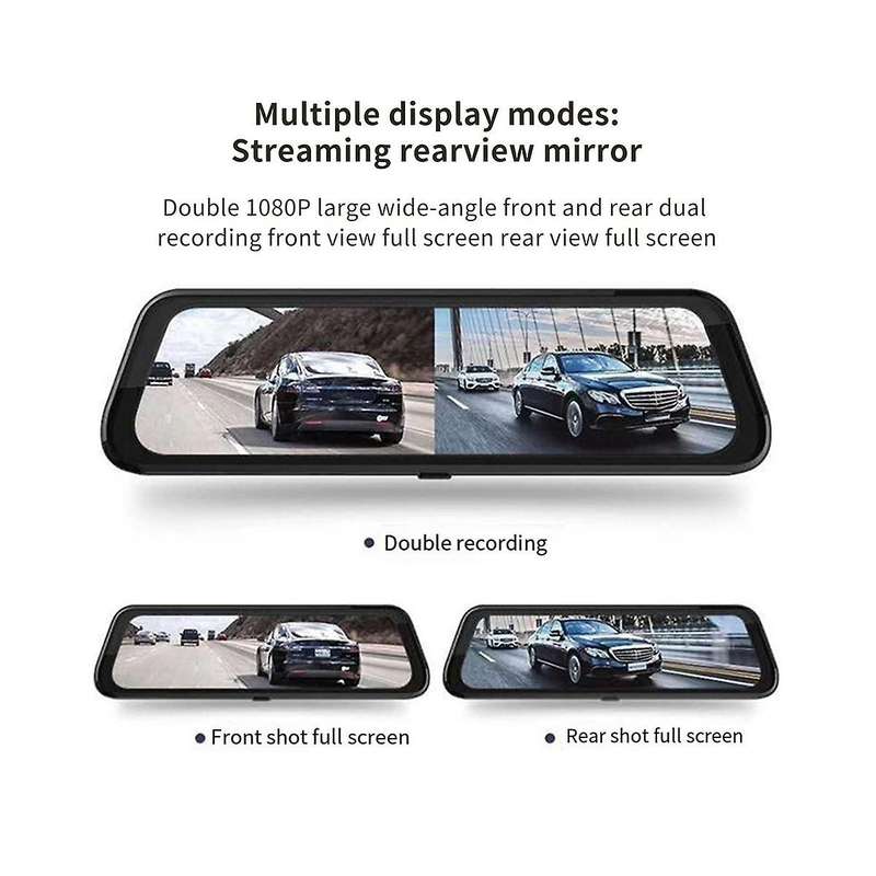 9.66inch 1080p Dual Lens Touchable Screen Car Recorder with Back-up Camera Function Hd Night Vision