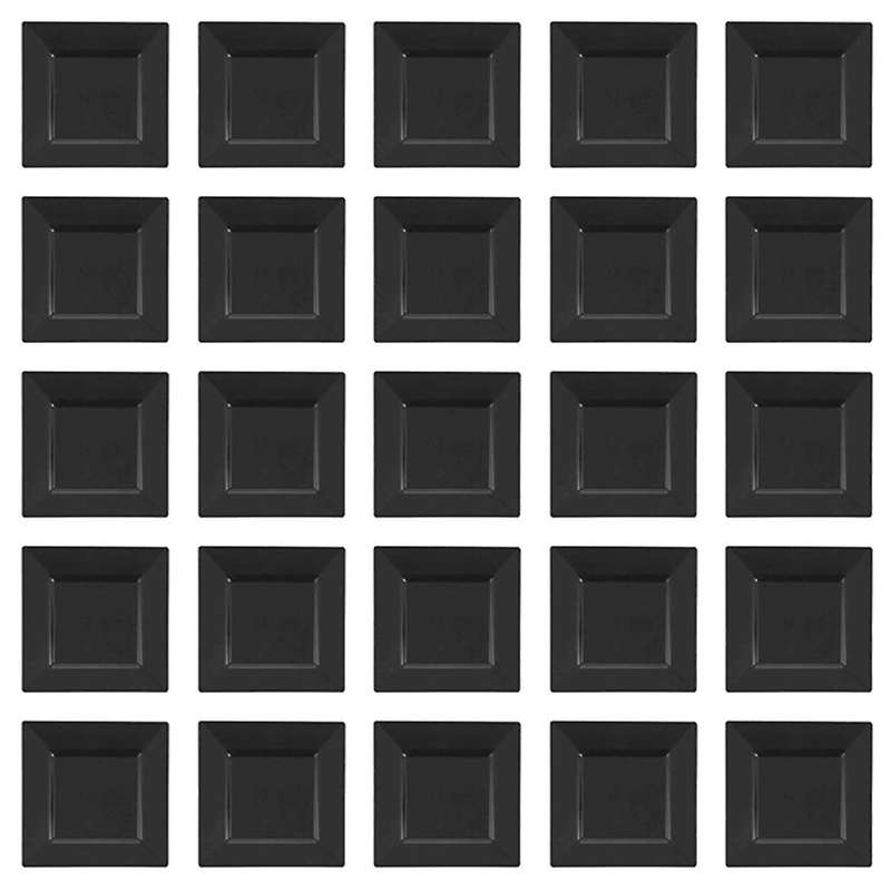 9.5 Inch Disposable Appetizer Plates - Black Plastic Dessert Plates - Elegant Design for Weddings