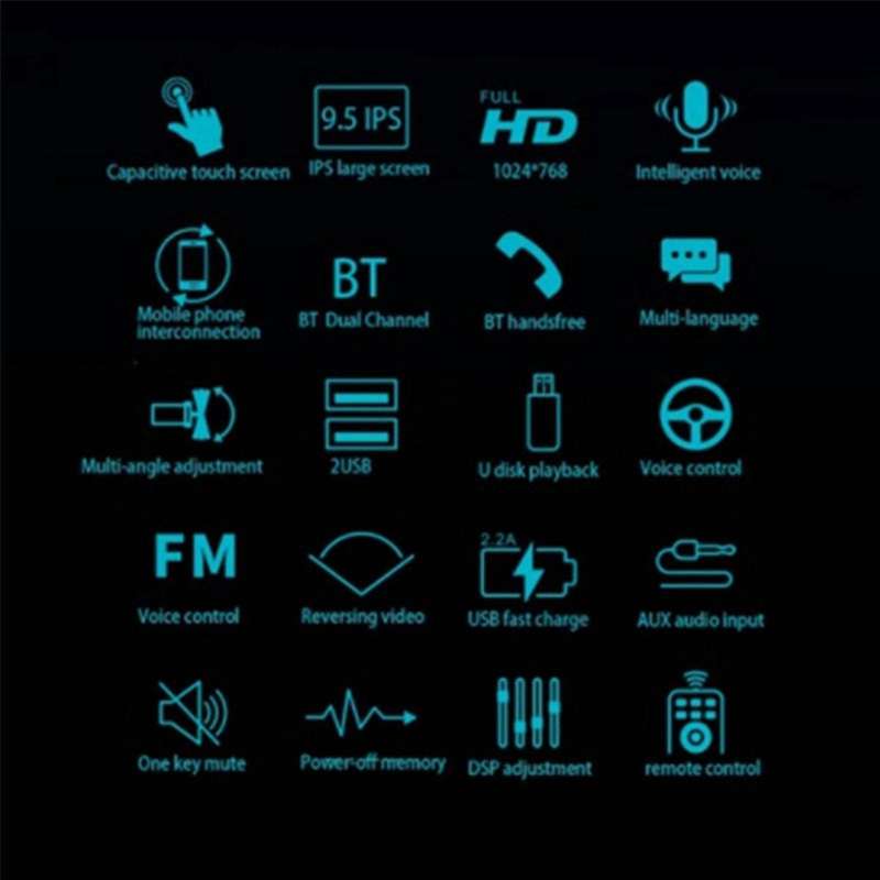 9.5inch Hd Bt Mp5 Player Car Bluetooth Stereo Touchscreen Navigation Gps Navi Carplay Mirror Link Sc