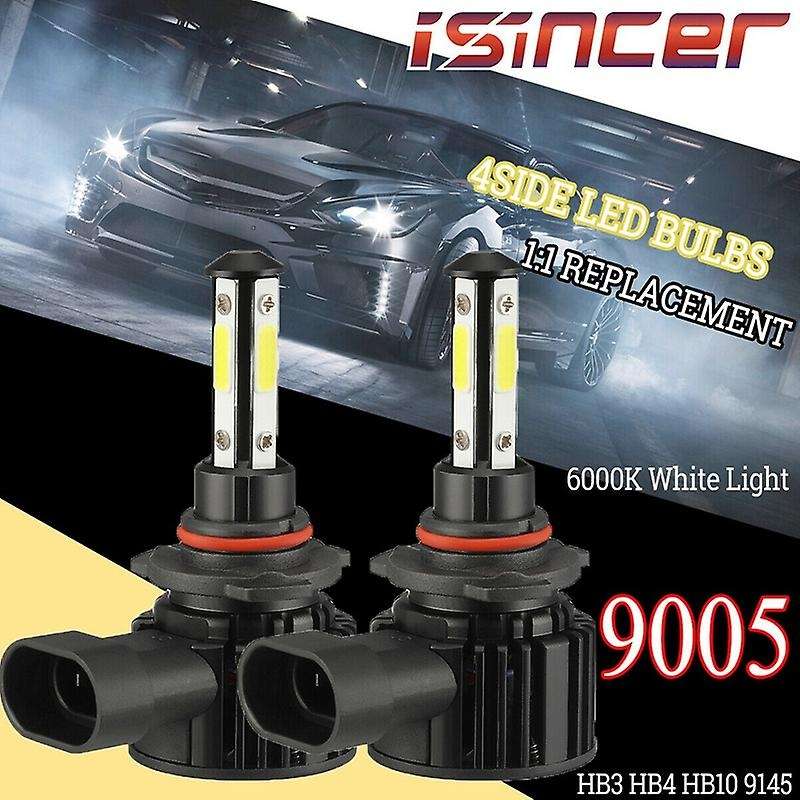 9005 9006 Combo 4Side LED Headlight Fog Kits Bulb 6000K White High Low Beam