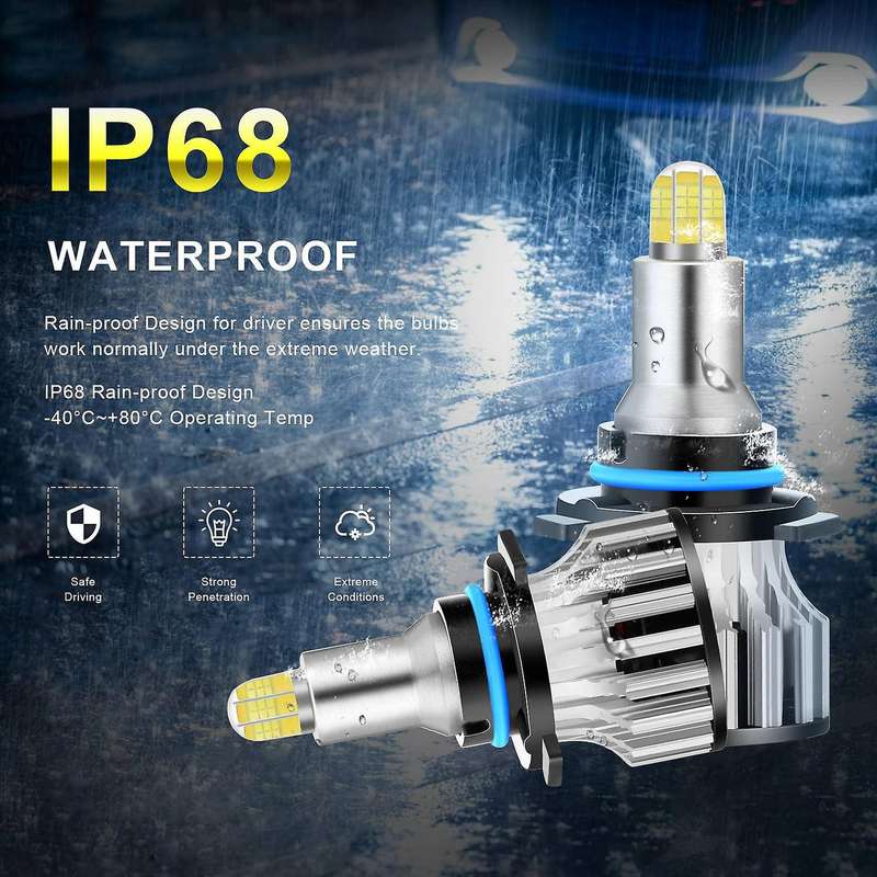 9006 LED Headlight Bulbs, 24 CSP 8 Sides 360 Degree Car Led Lighting, 120W 18000LM 6500K Fog Light B