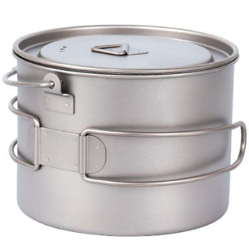 900Ml Titanium Pot Hanging Camping Pot Portable Water Cup with Lid Foldable Handle Outdoor Tableware
