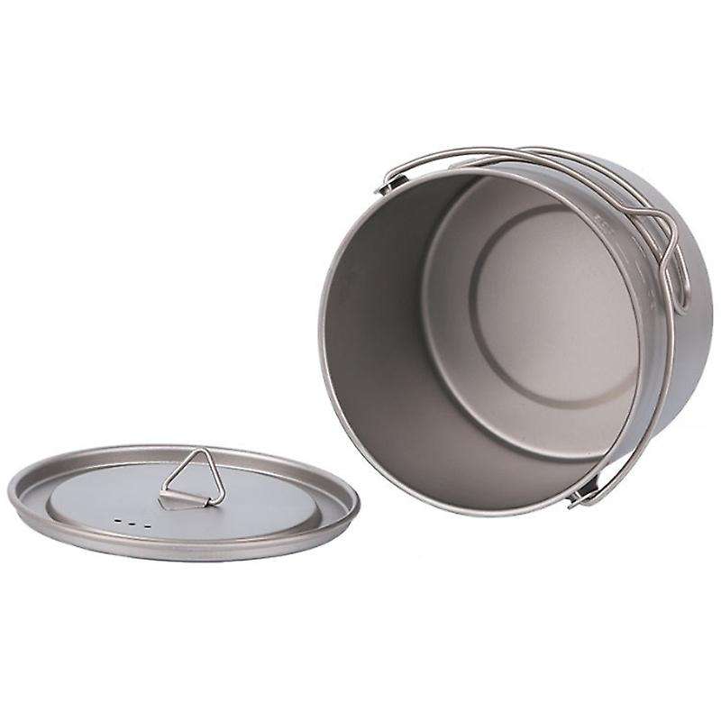 900Ml Titanium Pot Hanging Camping Pot Portable Water Cup with Lid Foldable Handle Outdoor Tableware