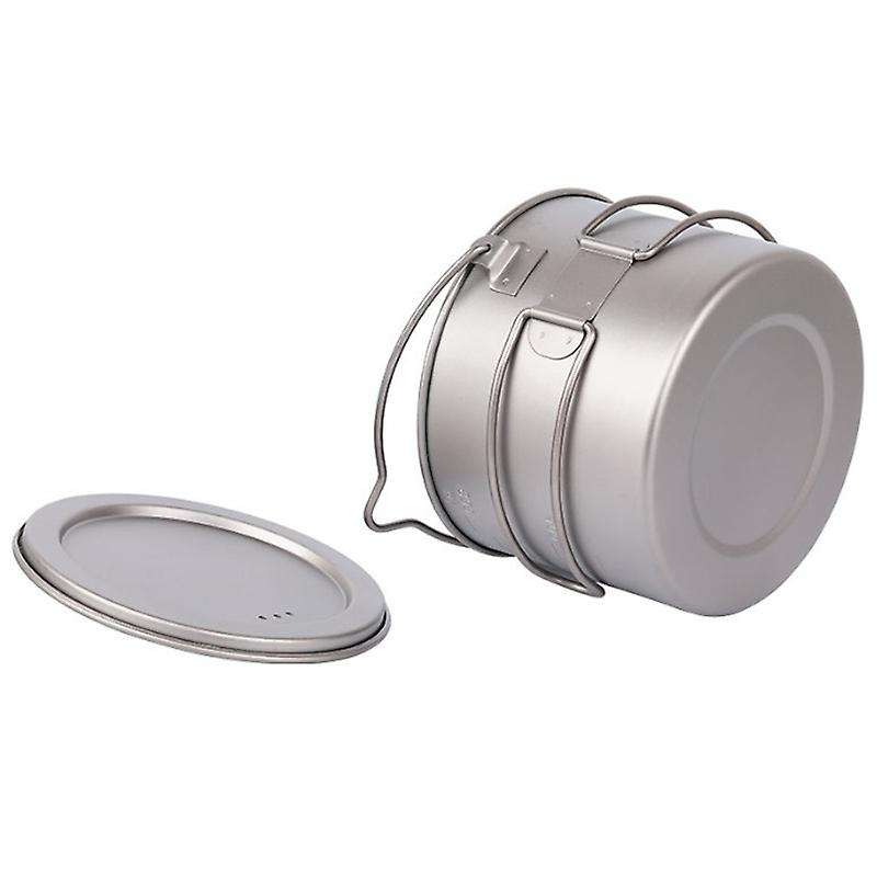 900Ml Titanium Pot Hanging Camping Pot Portable Water Cup with Lid Foldable Handle Outdoor Tableware