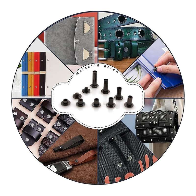 90Sets Chicago Screws Kit,6 Sizes Screw Rivets Metal Chicago Binding Screws for DIY Repair Leather C
