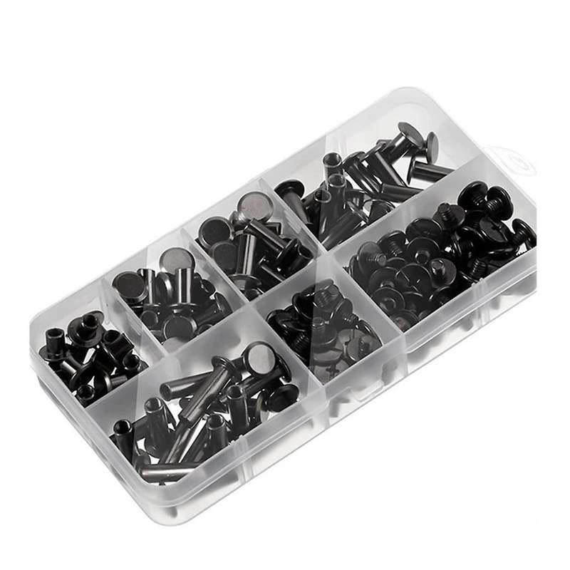 90Sets Chicago Screws Kit,6 Sizes Screw Rivets Metal Chicago Binding Screws for DIY Repair Leather C