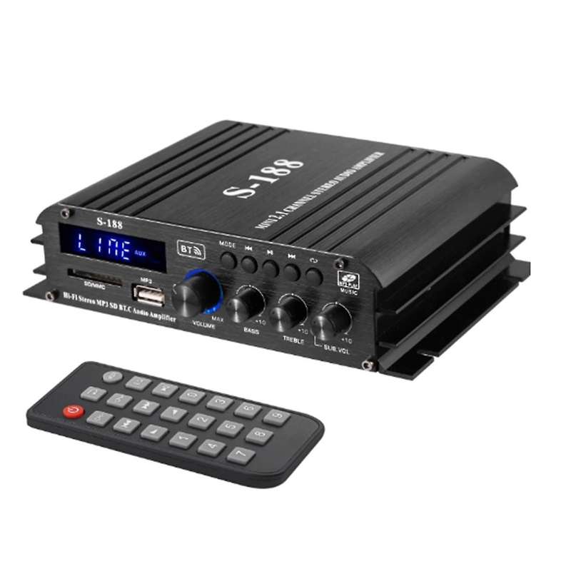 90w S-188 Bluetooth Stereo Hifi Amplifier 2.1 Ch Audio Power Amplifier Bass Treble Control Music Pla