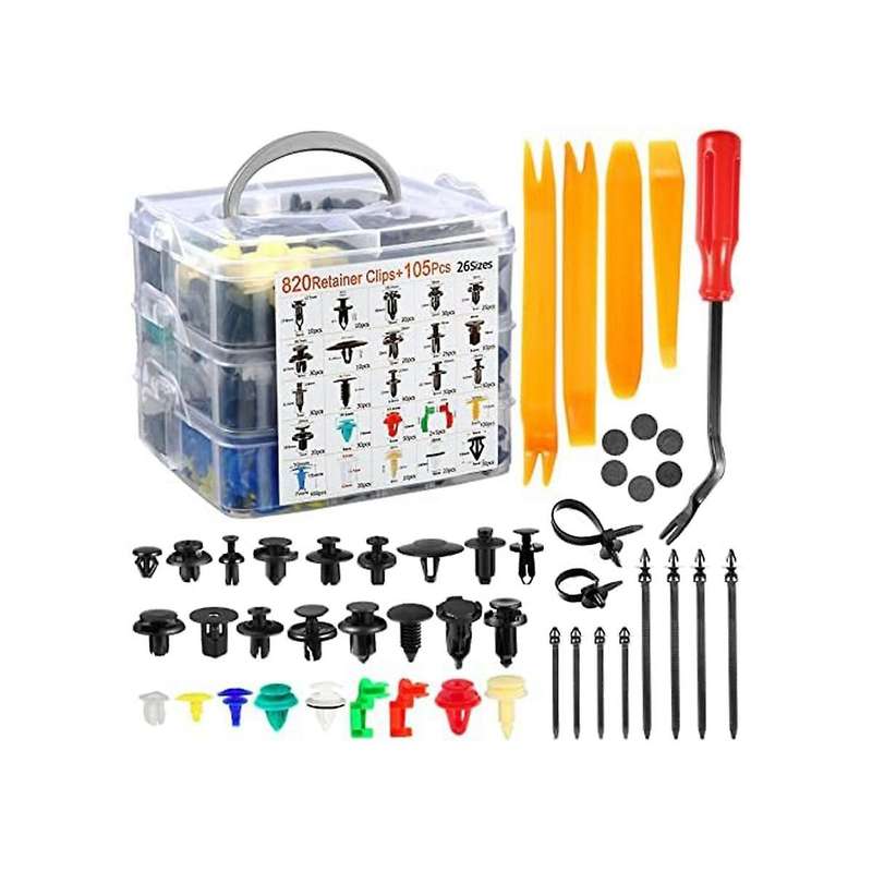 925pcs Car Bumper Retainer Clips Plastic Rivets Fasteners Handle Rod Clip, 26 Sizes Auto Push Pin Ri