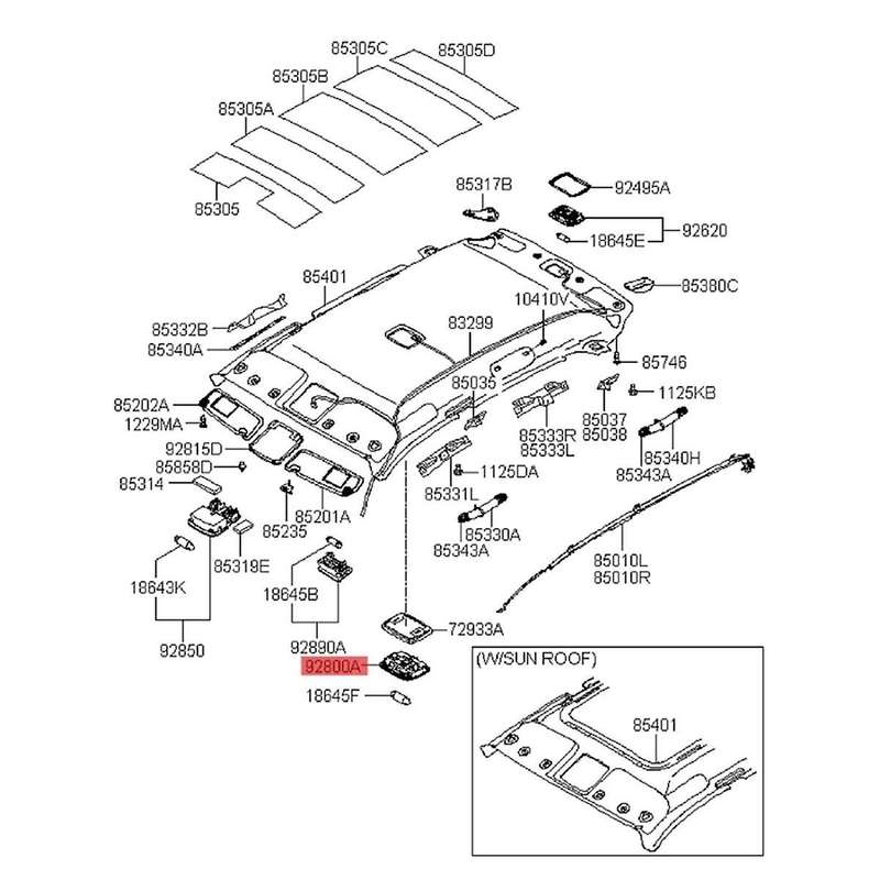 928002e000qs Car Interior Roof Center Map Light Overhead Lilght Console Assy for 2005-2009 92800-2e0