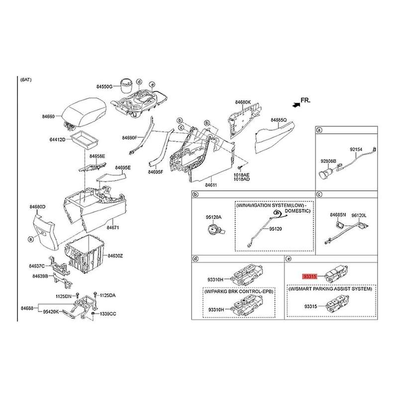 93315-2w325 Right Indicator Switch Assembly Electronic Handbrake Switch Seat Ventilated Heating But