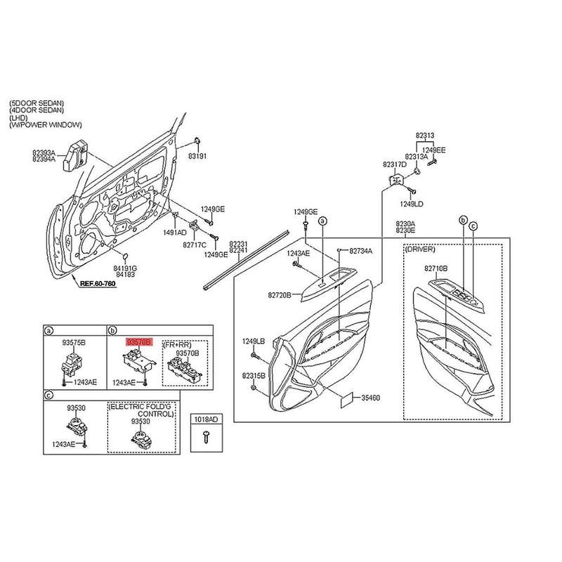 93570-1w130 Car Power Window Buttons Master Switch for Iii () 2012-2016 Control Window Glass Lifter