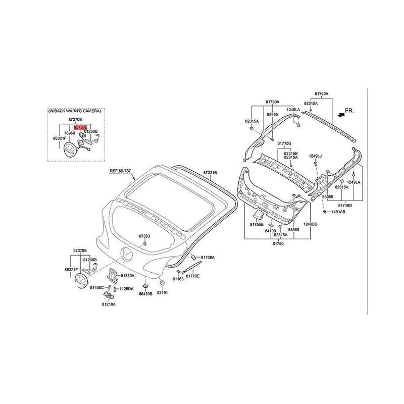 95760-2v100 95760-2v002 Car Rear View Camera for 2012-2017 Reverse Parking Assist Camera 95760-2v00
