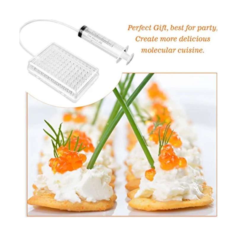 96 Holes Roe Builder with Tube Kitchen Roe Maker Spoon Fish Roe Molecular Cuisine Professional Fish