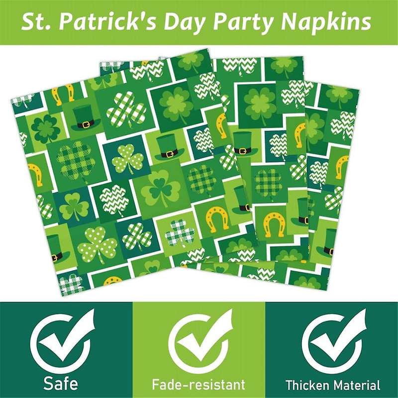 96 Pcs St. 'S Day Dinnerware Set Lucky Green Shamrock Plates Irish Holiday Party Dinnerware Set for