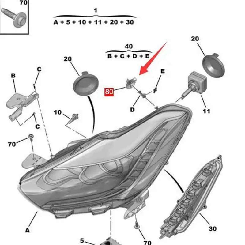 9672905880 Car Headlight Assembly Clip Headlight Clip Headlight Fastening Clip for DS4S DS5 DS5LS DS