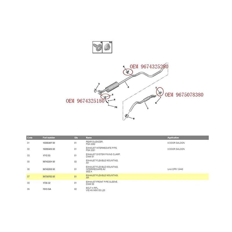 9675078380 Car Exhaust Pipe Elastic Fixing for II SW II 2013-2021 Muffler Fixing Bracket
