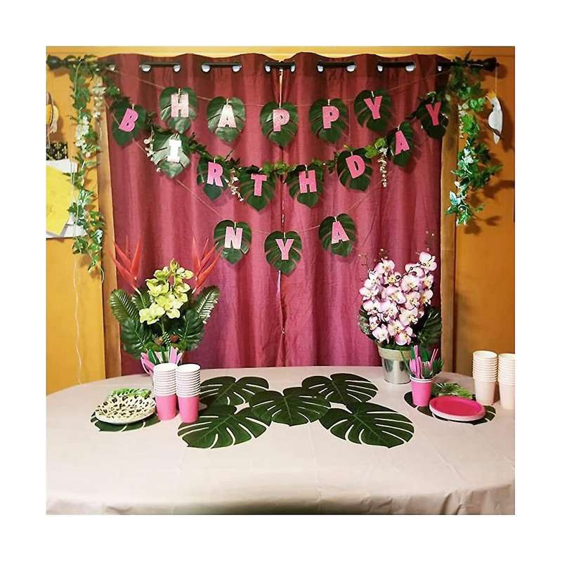 96pcs Palm Leaves Artificial Tropical Monstera Faux Palm Fronds Monstera Stems Luau Hawaiian Party