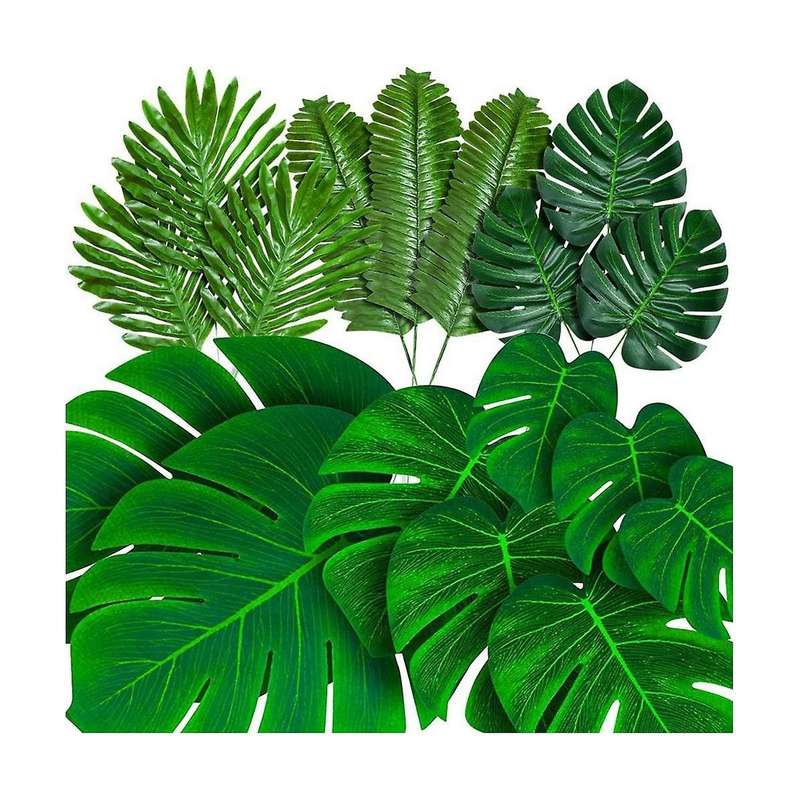 96pcs Palm Leaves Artificial Tropical Monstera Faux Palm Fronds Monstera Stems Luau Hawaiian Party