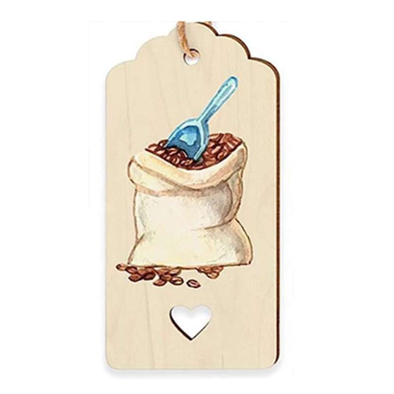96PCS Unfinished Blank Wooden Tag Natural Pendant with Heart DIY Crafts Bookmark for Wedding Party